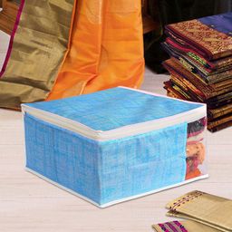 prettykrafts Blue Pack of 9 Jute Saree Organizers-image-82