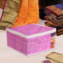 prettykrafts Set of 9 Pink Jute Saree Organiser-12