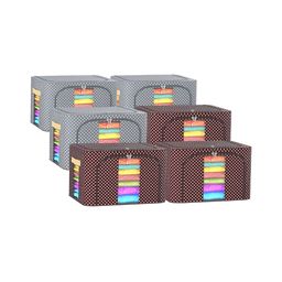 Kuber Industries Grey & Brown 6 Pieces Regular Drawer Organiser-46