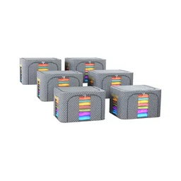 Kuber Industries Grey & White 6 Pieces Printed Drawer Organiser-3
