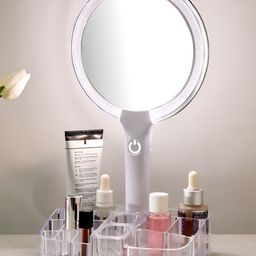 Home Centre White Double-Sided LED Table Mirror With Organiser-10