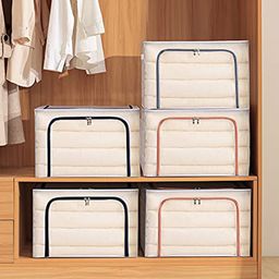HOUSE OF QUIRK Pack Of 3 Grey Solid Foldable Storage Bags-10