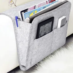 HOUSE OF QUIRK Grey Canvas Bedside Caddy-1