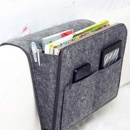 HOUSE OF QUIRK Grey Canvas Bedside Caddy Organiser-30