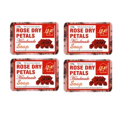 YNB YOURS NATURAL BUDDY Unisex Red Organic Rose Dry Petals Handmade Soap Pack of 4-48