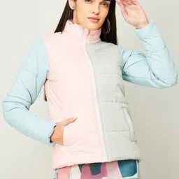 Ginger by Lifestyle Women Peach-Coloured & Sea Green Lightweight Puffer Jacket-picture-12
