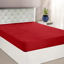 GADDA CO Maroon Terry Breathable Mattress Protector-picture-35