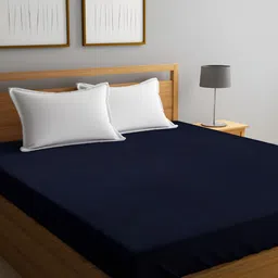 GADDA CO Navy Blue Terry Fitted Waterproof Mattress Protector-image-77