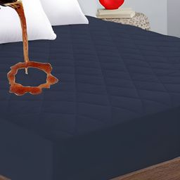 LINENOVATION Dark Blue Quilted Waterproof Mattress Protector-image-79