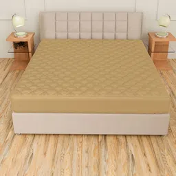 CURIOUS LIFESTYLE Beige Quilted Cotton King Size Fitted Water-Proof Mattress Protector-image-92