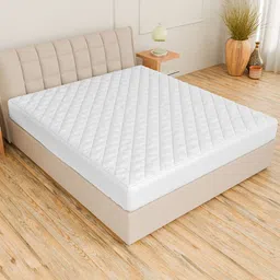 CURIOUS LIFESTYLE White Quilted Water-Proof Cotton Double King Fitted Mattress Protector-16