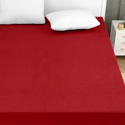 HOMEMONDE Maroon Terry Cotton 360 Wide Elasticated & Waterproof Mattress Protector-picture-11