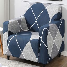 HOKIPO Blue Printed Stretchable  1-Seater Sofa Cover-image-51