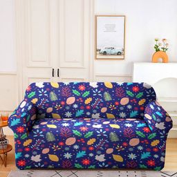 Cortina Navy Blue & Orange Printed 2-Seater Sofa Cover-image-79
