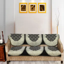 Nendle Black & White Woven-Designed Cotton 3-Seater Sofa Cover-image-40
