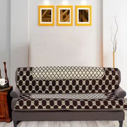 Nendle Brown & White Woven-Designed Cotton 3-Seater Sofa Cover-image-41