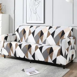 HOKIPO Grey Printed Stretchable 4-Seater Sofa Cover-image-82