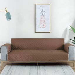 Aura Brown & Grey Reversible Quilted Three Seater Sofa Cover-19