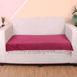 STITCHNEST Maroon & Beige Self Design 2 Seater Sofa Cover-image-27