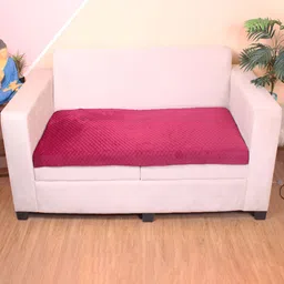 STITCHNEST Maroon Self Design 3 Seater Sofa Cover-15