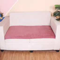 STITCHNEST Peach Self Design 1 Seater Sofa Cover-picture-4