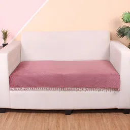 STITCHNEST Peach & Beige Self Design 3 Seater Sofa Cover-picture-16