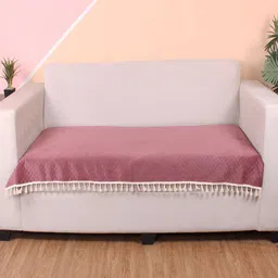 STITCHNEST Peach & Beige Self Design 1 Seater Sofa Cover-picture-11