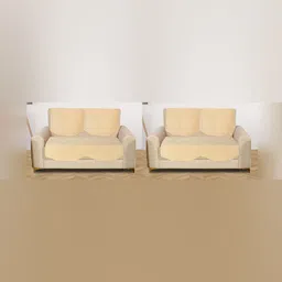 RRC Cream-Coloured 8 PIeces Velvet  4 Seater Sofa Cover-image-5