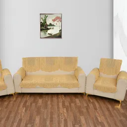BIGGER FISH Gold-Toned 6 Pieces Self Design Sofa Covers-image-83