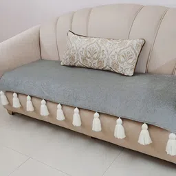 THROWPILLOW Grey & Off White  3 Seater Sofa Cover-image-56