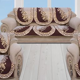 BIGGER FISH Brown 6 Pieces 3 Seater Sofa Covers-94