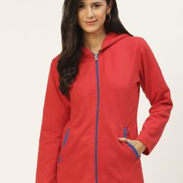 Belle Fille Women Red Fleece Open Front Jacket-picture-2