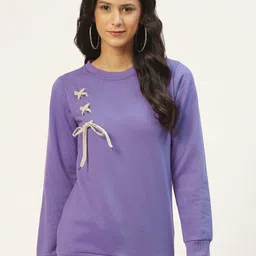 Belle Fille Women Violet Solid Sweatshirt-image-73
