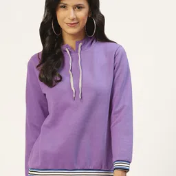 Belle Fille Women Violet Solid Hooded Sweatshirt-image-78