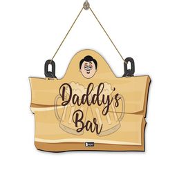 Indigifts Brown Wooden Daddy's Bar Hanging Wall Decor-image-45