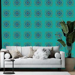 Wallpics Teal Blue Floral Printed Self Adhesive Wallpaper-image-30