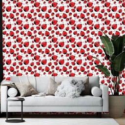Wallpics White & Red Abstract Printed Self-Adhesive Wallpaper-11