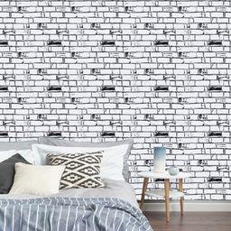 Jaamso Royals White & Black Bricks Self Adhesive Wallpaper-image-87