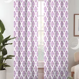 Lunar Days Purple & White 2 Pieces Ethnic Motifs Room Darkening Window Curtain-48
