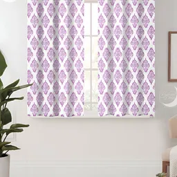 Lunar Days Purple & White 2 Pieces Ethnic Motifs Room Darkening Window Curtain-image-9