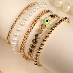 SOHI Women Set Of 5 Gold-Plated Link Bracelets-picture-15