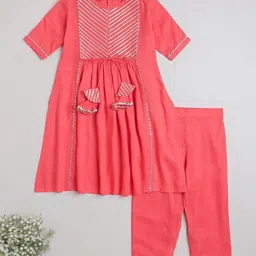 The Magic Wand Girls Round Neck Gotta Patti Pure Cotton Kurta With Salwar-image-94