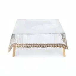 Stylista Gold Toned & White Waterproof 91.44 cmx 91.44 cm Square Table Cover-2