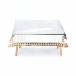Stylista Transparent & Gold-Toned Square Waterproof 2-Seater Table Cover-17