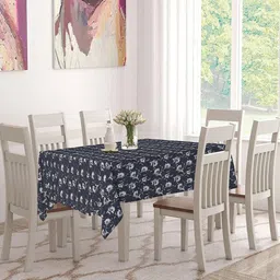 LooMantha Grey Floral Waterproof Plastic 6-Seater Table Cover-18