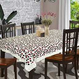 Dakshya Industries Red & White Dot Printed 6-Seater Table Cover-16