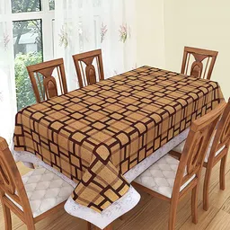 Dakshya Industries Beige & Brown Printed 6-Seater Table Cover-25