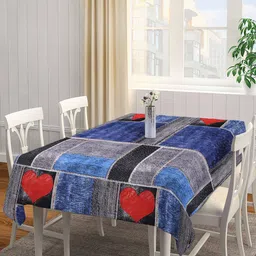 Arrabi Blue & Grey Graphic Printed 8-Seater Table Cover-image-36