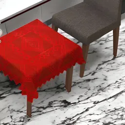 BIGGER FISH Red Embroidered 2-Seater Table Cover-image-7