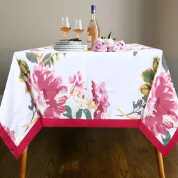 Texstylers Pink Floral Anti-Skid Cotton 8-Seater Table Cover-picture-28